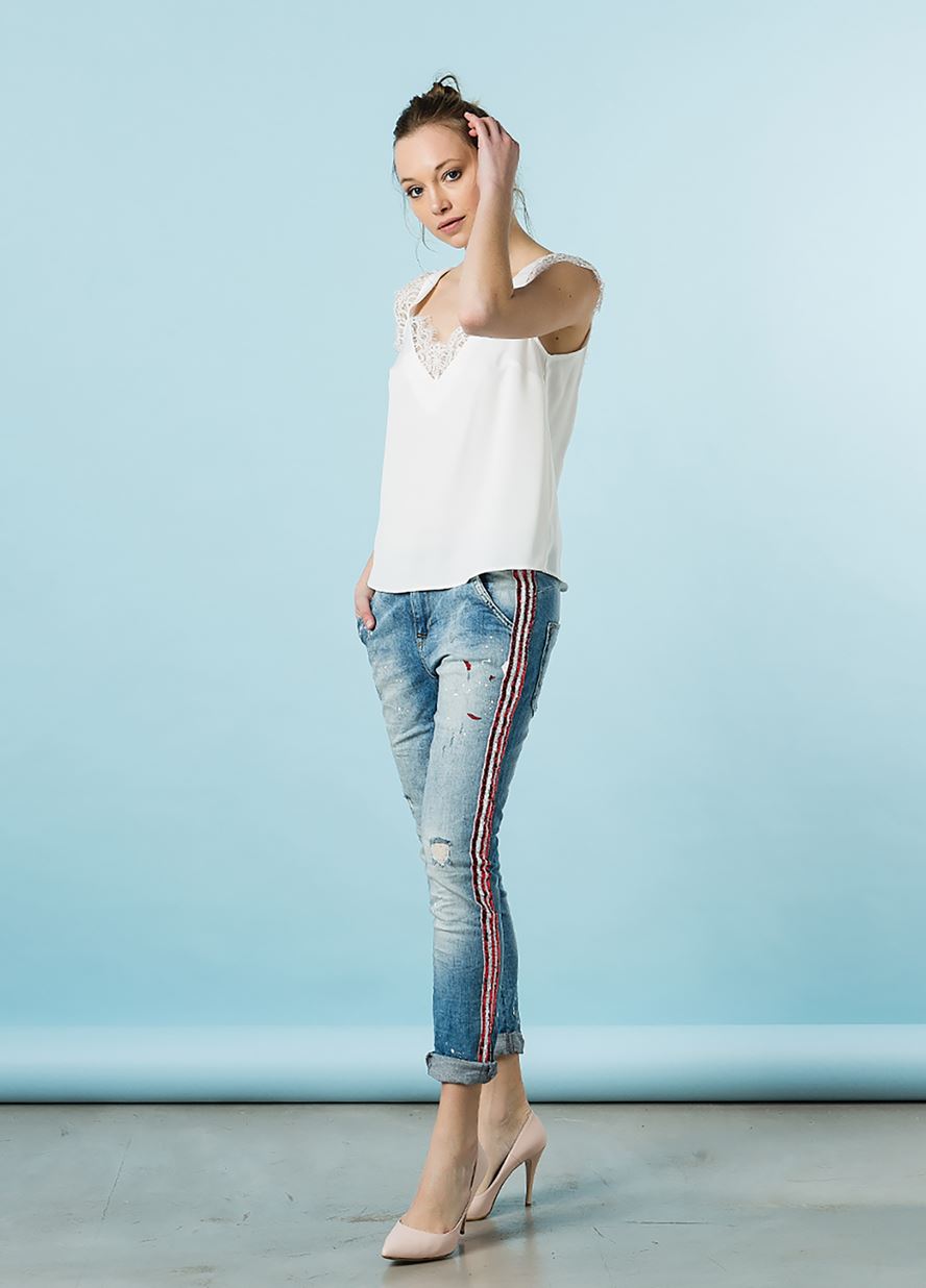 Γυναικείο Παντελόνι BSB DENIM SCARLETφωτογραφία1