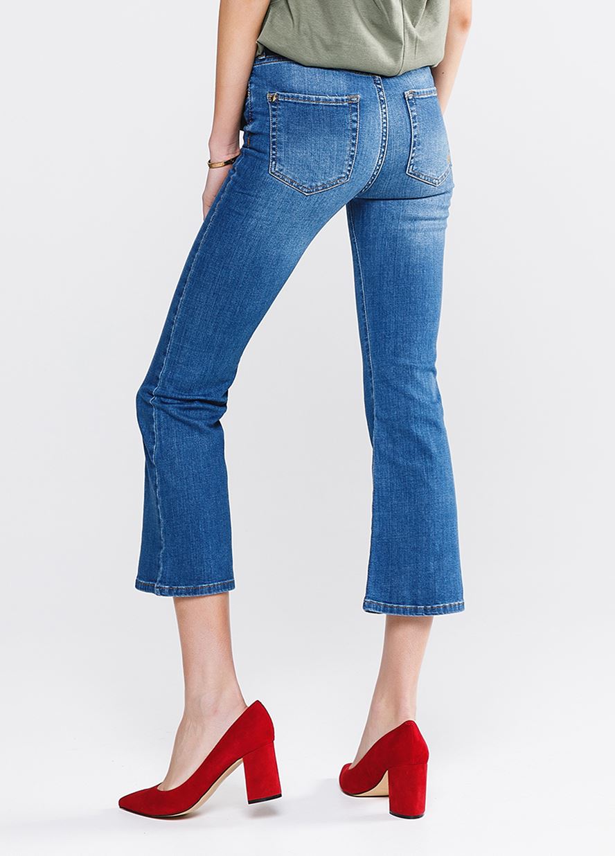 Γυναικείο Παντελόνι BSB CROPPED FLARE BLUE DENIMφωτογραφία3