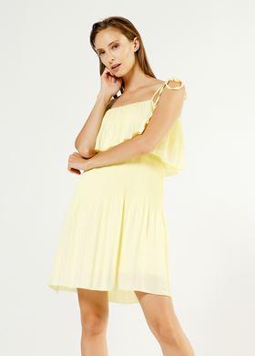 Κίτρινο Γυναικείο Φόρεμα BSB πλισέ