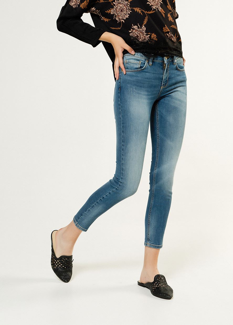 Γυναικείο Παντελόνι BSB SELENA MEDIUM BLUE DENIMφωτογραφία3
