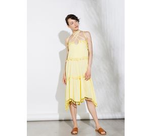 Bsb Vol.4 - Γυναικείο κίτρινο Φόρεμα BSB αμάνικο