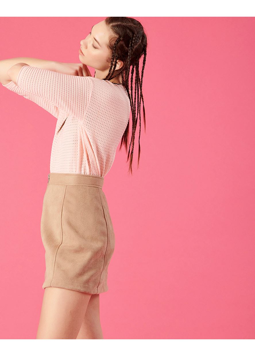 Γυναικεία Φούστα PINK WOMAN μπεζ χρώμαφωτογραφία2
