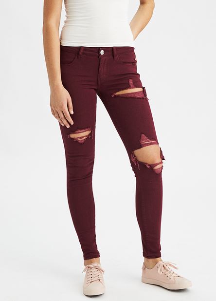 Γυναικείο μπορντώ Παντελόνι American Eagle