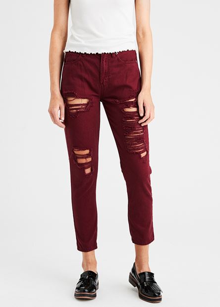 Μπορντώ Γυναικείο Παντελόνι American Eagle