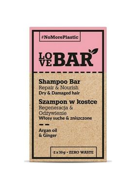 LOVEBAR Shampoo Bar Repair & Nourish (Dry & Damaged Hair) Argan Oil & Ginger (2 x 30g)