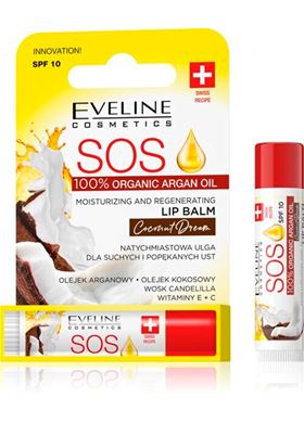 Eveline SOS Moisturizing Regenerating Balm for Dry and Cracked Lips Coconut